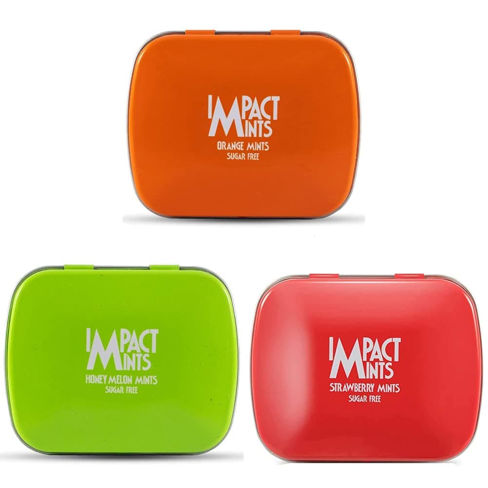 Impact Mints Sugar Free Mints Orange 14g, 14 g & Mints Sugar Free Mints Honey Melon 14g, 14 g & Mints Sugar Free Mints Strawberry 14g, 14 g