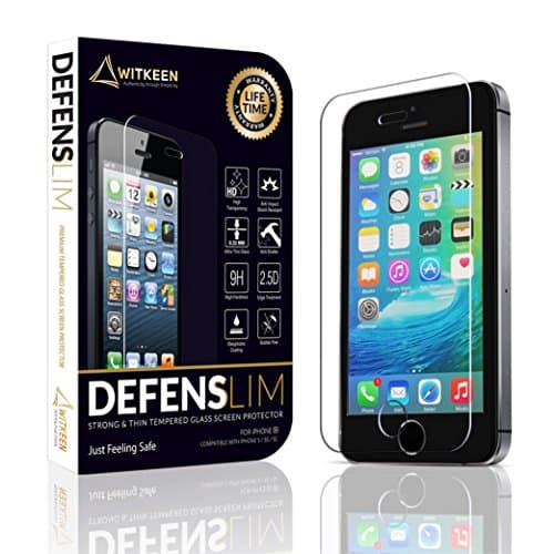 Witkeen iPhone SE / 5 / 5S / 5C Tempered Glass Screen Protector Ballistic HD Anti-Shatter and Oleophobic