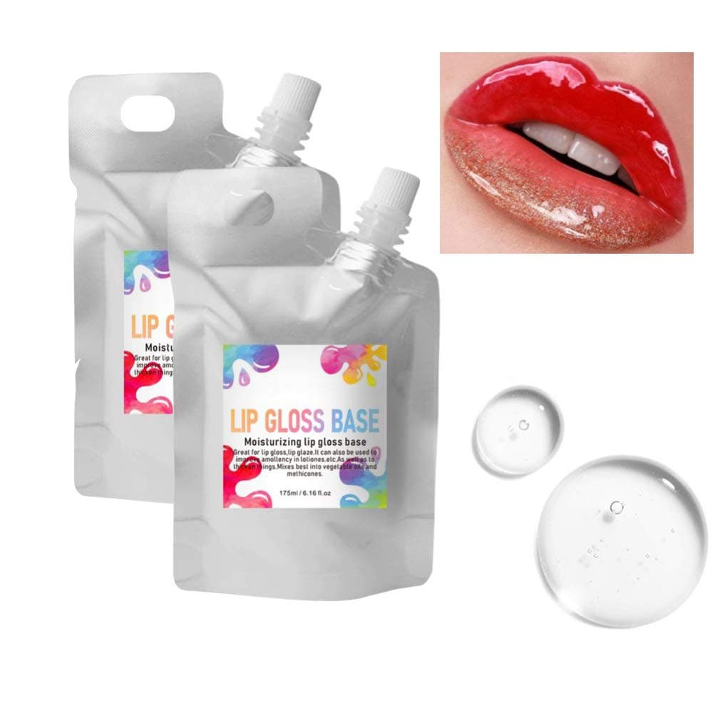 2 Pack Moisturize Lip Gloss Base, Clear Lip Gloss Base Oil Material for DIY Lip Gloss, Non-Stick Lipstick Primer for Handmade Lip Balms Lip Gloss, 11.8fl.oz/350ml