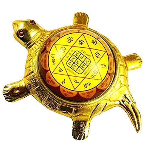 Divine Elements Yantra on Brass Turtle for Wealth and Prosperity.(12cm)