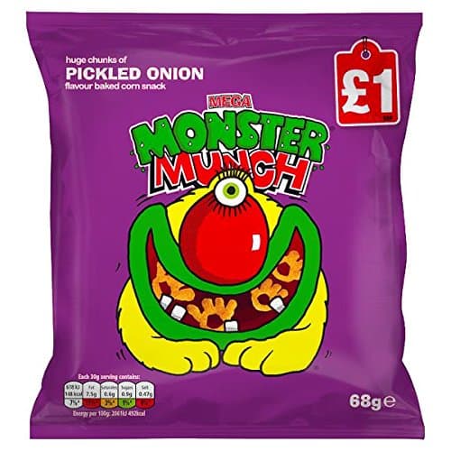 Mega Monster Munch Pickled Onion Snacks PMP 68g (Pack of 12 x 68G)