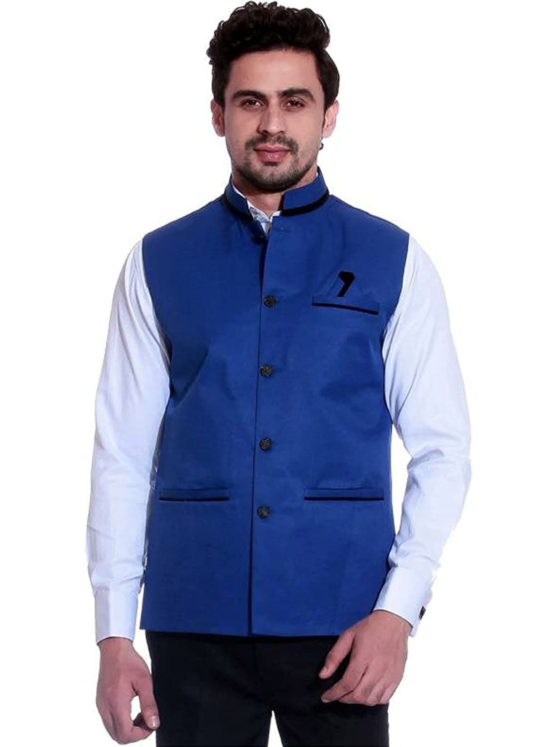 KokalJute Blue Nehru Jacket