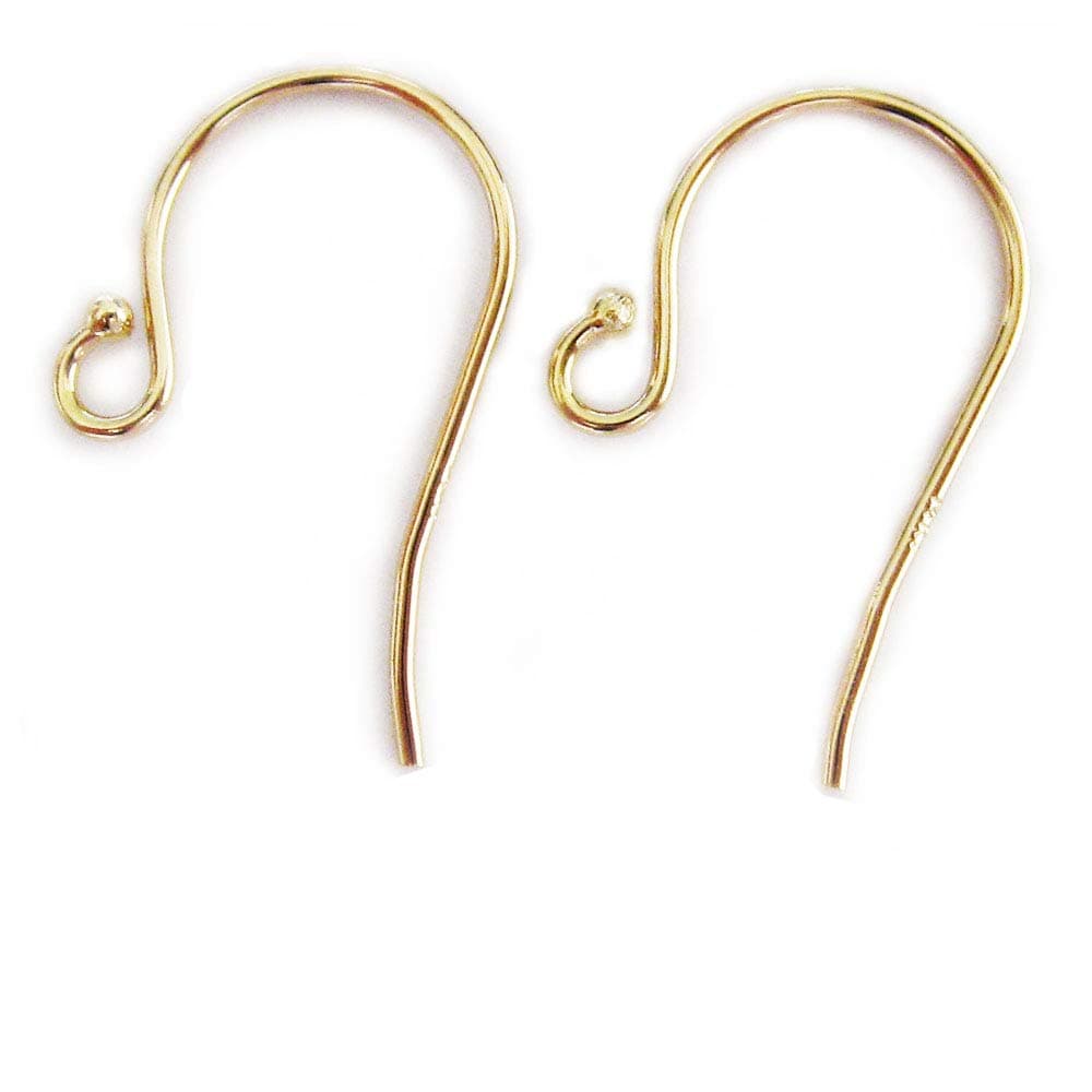 14K Solid Yellow Gold Earwires W/Bead Tip. Made in USA. DIY Earrings. French Ear Hooks 14KT Earring Hooks