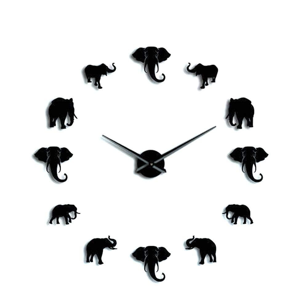 Wall Clock, Unique Elephant Animal Shape Wall Clock DIY Acrylic Mirror Hanging Clock Craft Business Gift Home Decoration