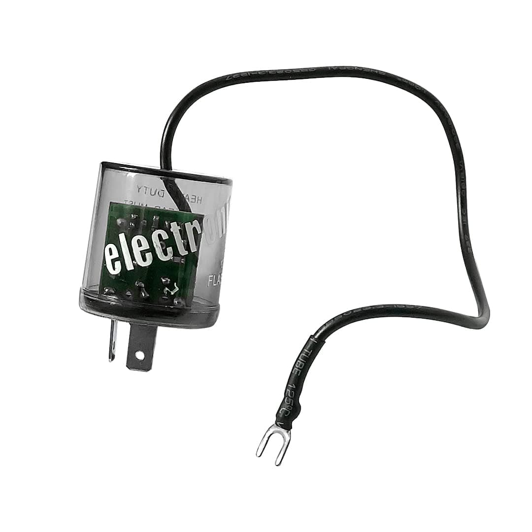 2 Pin Hyper Flash Flasher, Fix Turn Signal & Hazard Warn 12V LED Relay with Ground Wire, No Load (Works Without Resistors)