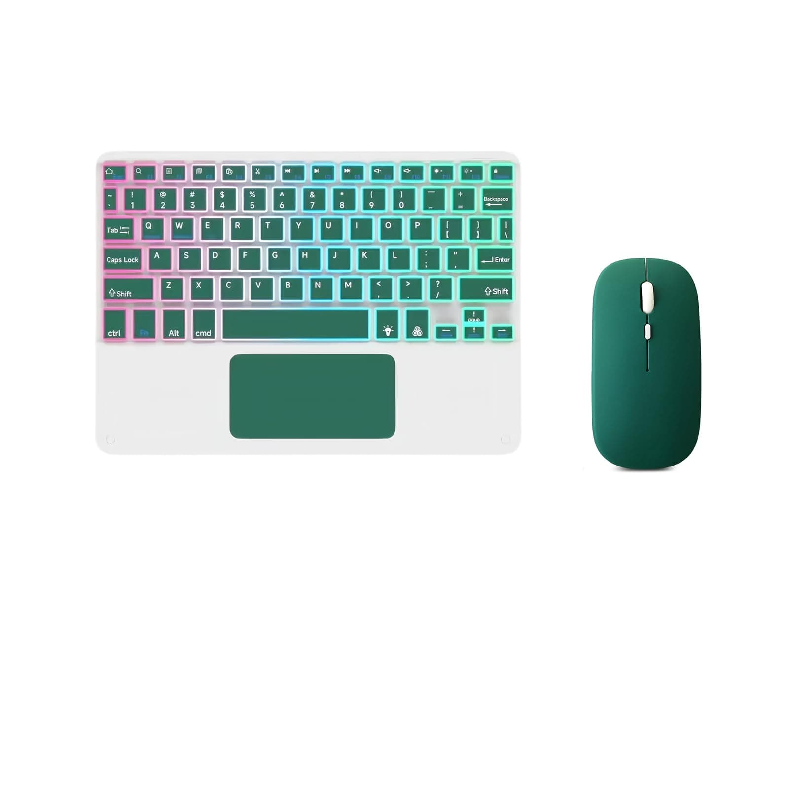 Ultra-Slim Bluetooth Keyboard with Built-in Touchpad and Mouse Portable Mini Wireless Keyboard Rechargeable 7-Color Backlit for Apple iPad iPhone Samsung Tablet iPhone Smartphone iOS Android Windows