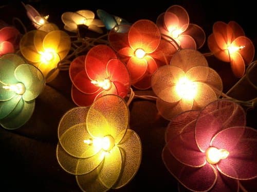 Mixed Color Five Leaf Clover Flower Nylon String Lights Patio Wedding and Party Decoration (20pcs./set)