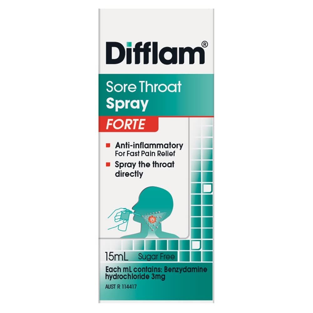 Difflam Forte Throat Spray 15ml (0.3%), 0.5 Fl Oz (Pack of 1)