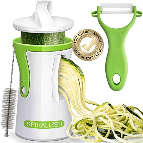 Newest 2020 Improved Heavier Duty Spiralizer Vegetable Slicer Complete Bundle - Best Vegetable Cutter - Zucchini Pasta Noodle Spaghetti Maker