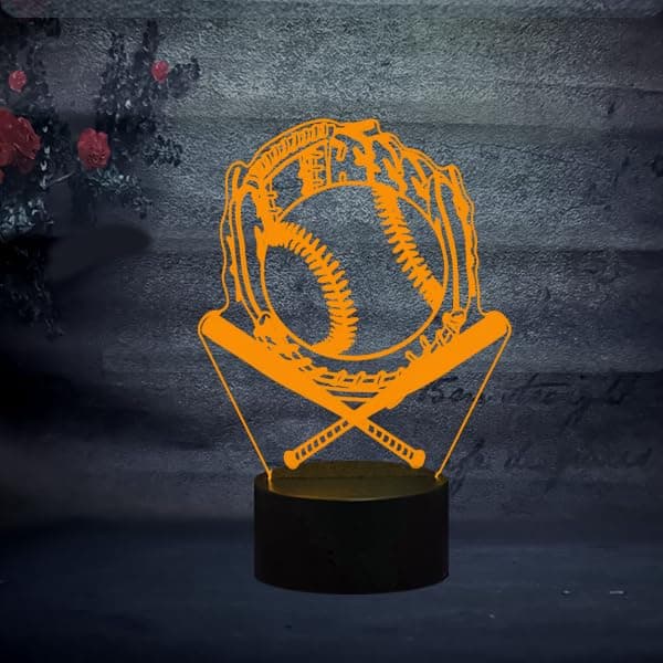 Yan-techAcrylic 3D Illusion Baseball Night Light with 2 Illusion Acrylic Sheets Remote & Touch Control 16 Colors Changing Gift for Kids Boys Teens Sports Fans Lover Bedroom Home Decoration Table Lamp
