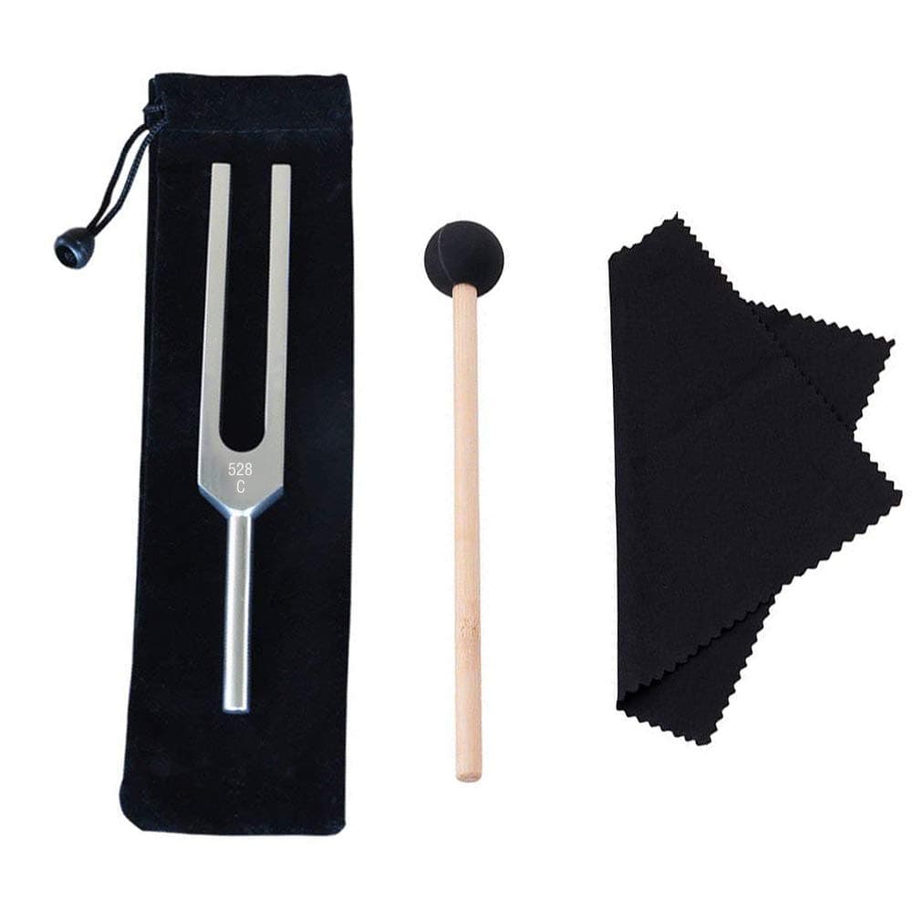 Tuning Fork, 528 Hz Tuning Fork with Silicone Hammer and Cleaning Cloth for DNA Repair Healing and Perfect Healing Musical Instrument
