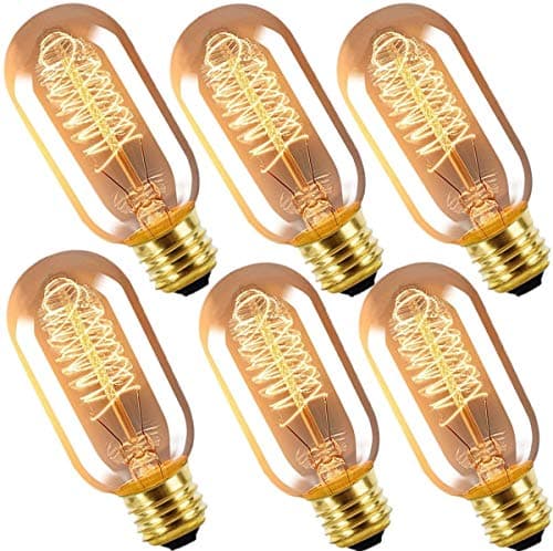 INNOCCY Edison Light Bulb, 40W E26 E27 Vintage Bulb Dimmable T45 Antique Tubular Light Bulb, 2300K, Pack of 6