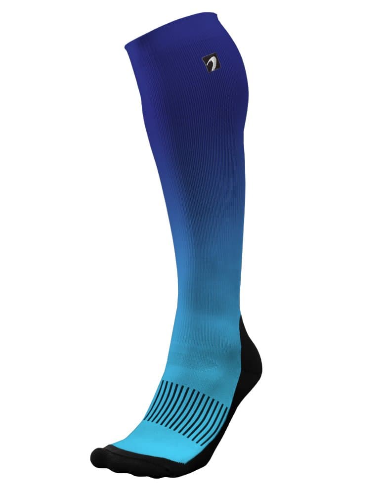 Designer Compression Socks Graduated for Performance and Recovery by Acel (Ombre Blue, L)