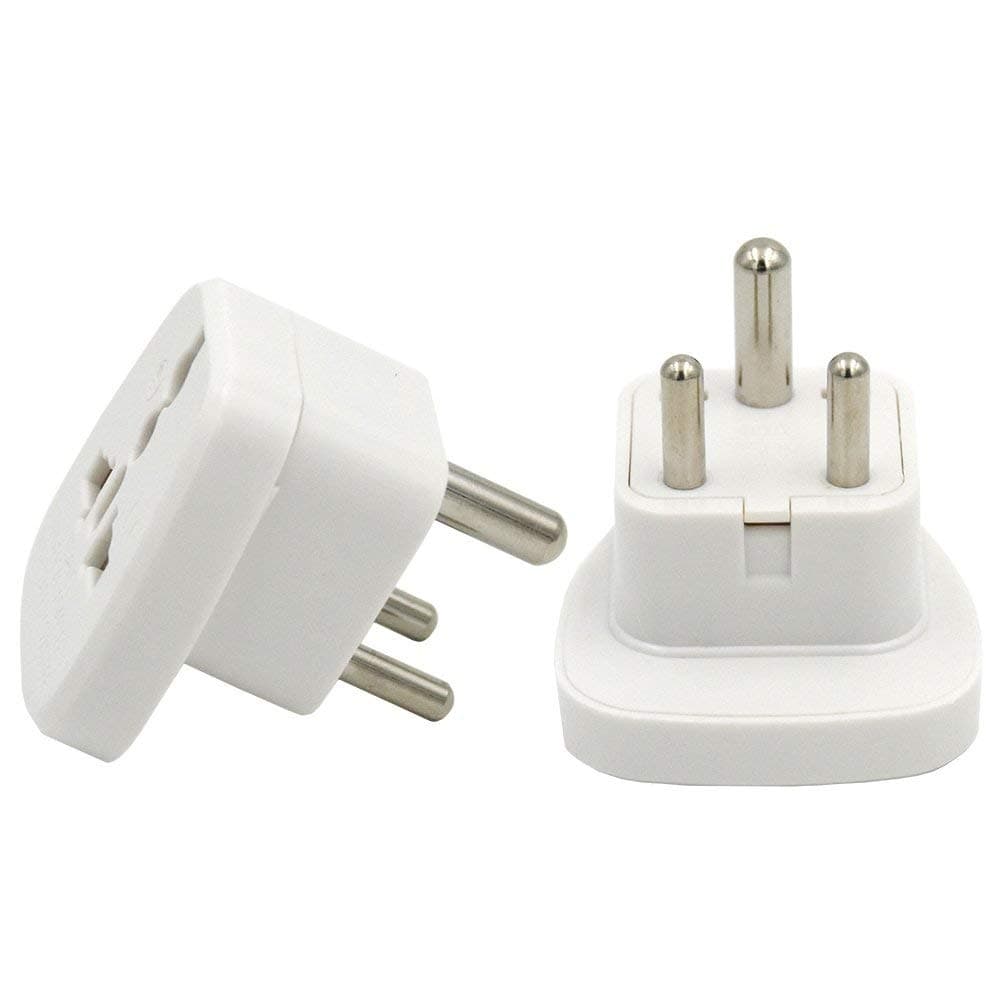Victorist Plug Adapter with Safety Shutter Type D 3-Pin Prong Travel Trip Adaptor UK to Indian,Sri Lanka,Kenya,Zambia,Malta,Brunei,Iraq White (Pack of 2)