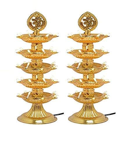 MAHA Pack 30% More Lighter 5 Layer s for Pooja Room Electric Diya Deepak Light Pooja Diya Light Mandir Diya for Home Temple Decor Electric Diya (Pack of 1) J@11