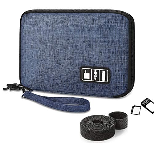 Electronic Organizer, Double Layer Travel Gadget Bag for USB Cable, SD Card, Hard Drive, Power Bank, iPad Mini, etc. with Free Bonus(1 SIM Card Adapter & 1 Velcro Roll) by Tqgoods