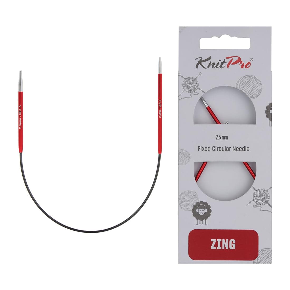 Zing Fixed Circular Needles Asymmetrical 10" (25cm) | Size 2.50mm