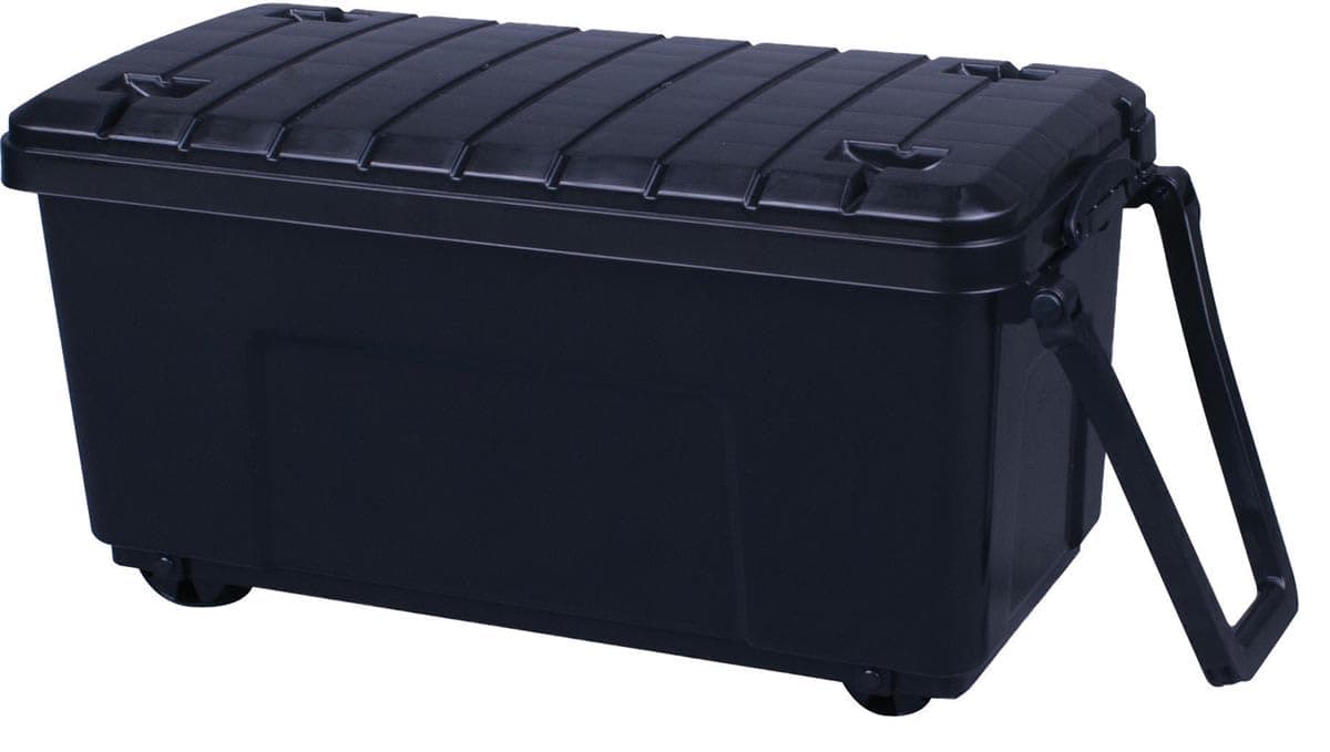 RUB160 Heavy Duty Extra Long Mobile Plastic Storage Trunk Gear Box with Pull up handle! - 4 Wheels Padlockable High Load Capacity Garage Tool Box (1)