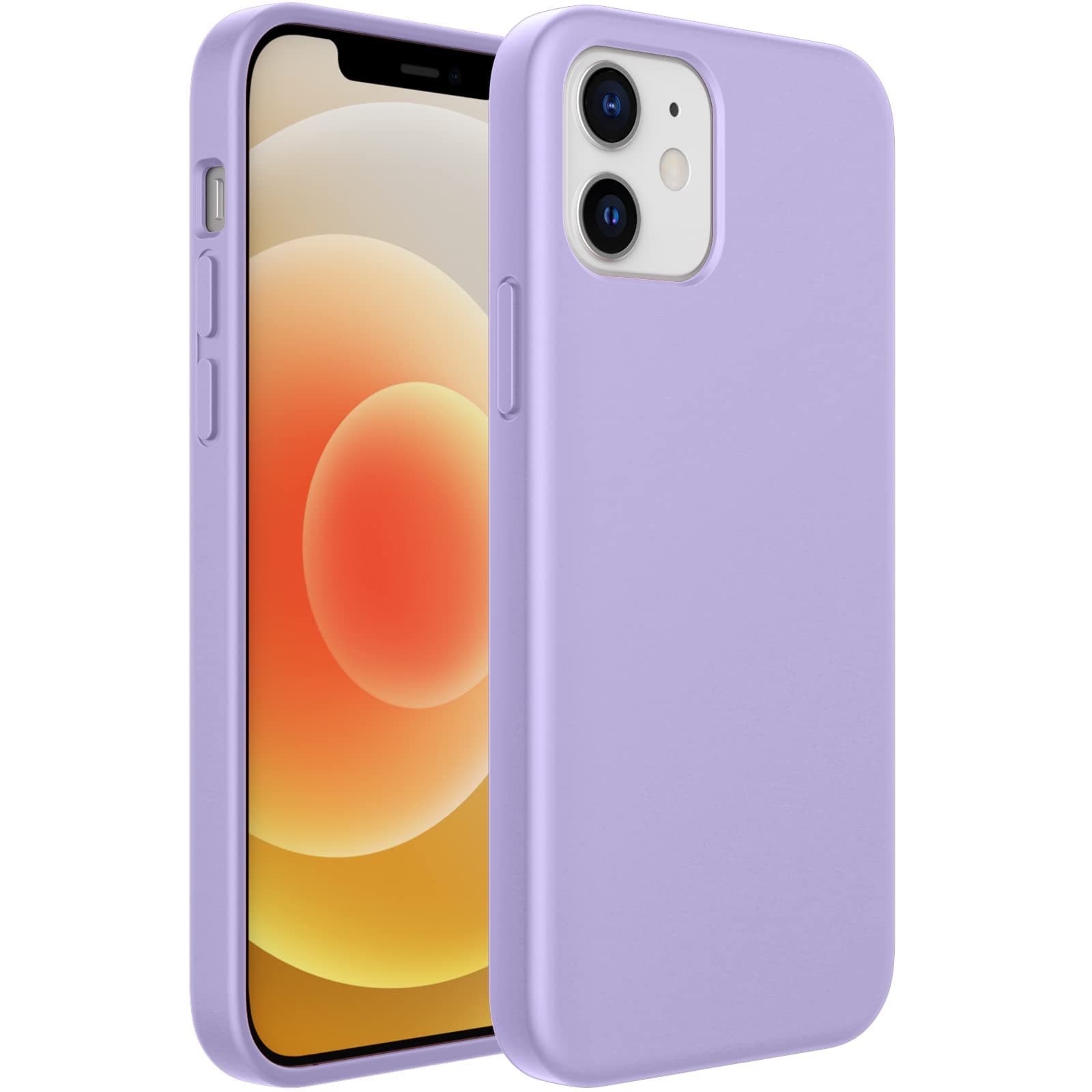 JETech Silicone Case for iPhone 12/12 Pro 6.1-Inch, Silky-Soft Touch Full-Body Protective Phone Case, Shockproof Cover with Microfiber Lining (Light Purple)