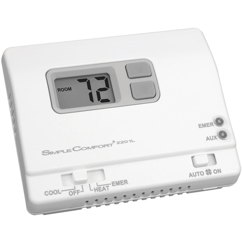 ICM Controls SC2201L Simple Comfort Non-Programmable Thermostat with Backlit Display for Two-Stage Heat/Single-Stage Cool HP Only, Manual Changeover, Hardwired