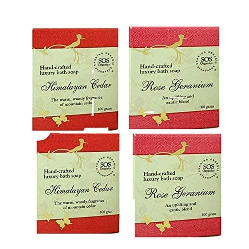 SOS Organics Rose Geranium with Himalayan Cedar Soap (Pack of 2 each)
