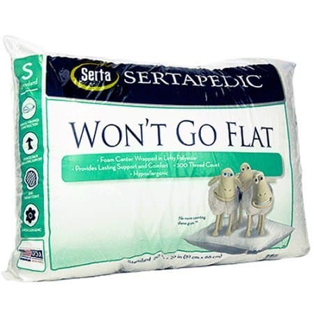 Serta Won't Go Flat Pillow, White