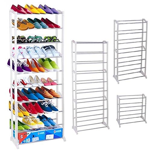 CINUE Adjustable 4/7/10 Tier Shoe Rack Tower 30 Pairs Space Saving Shoe Storage Organizer Free Standing Shelf [US Stock]
