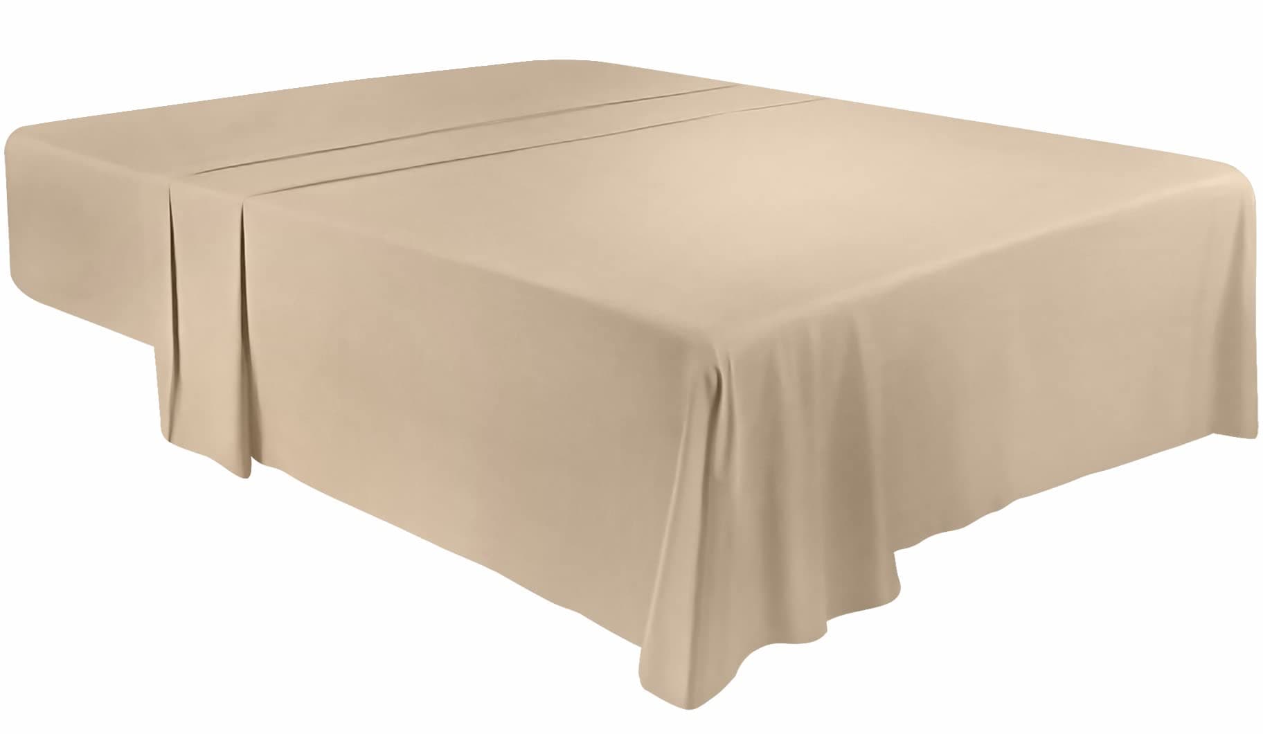 Utopia Bedding Flat Sheet - Soft Brushed Microfiber Fabric - Shrinkage & Fade Resistant Top Sheet - Easy Care - 1 Flat Sheet Only (King, Beige)