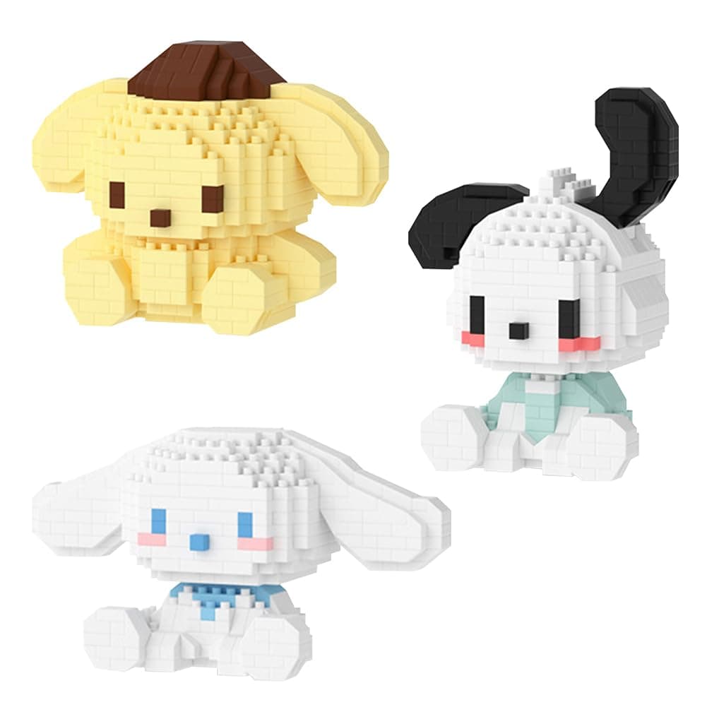 3PCS Mini Building Blocks Set, Cinna-moroll Micro Building Blocks, Cute Cartoon Building Blocks, Mini Bricks 3D Model Block Learning Puzzle Children's Toy Gift