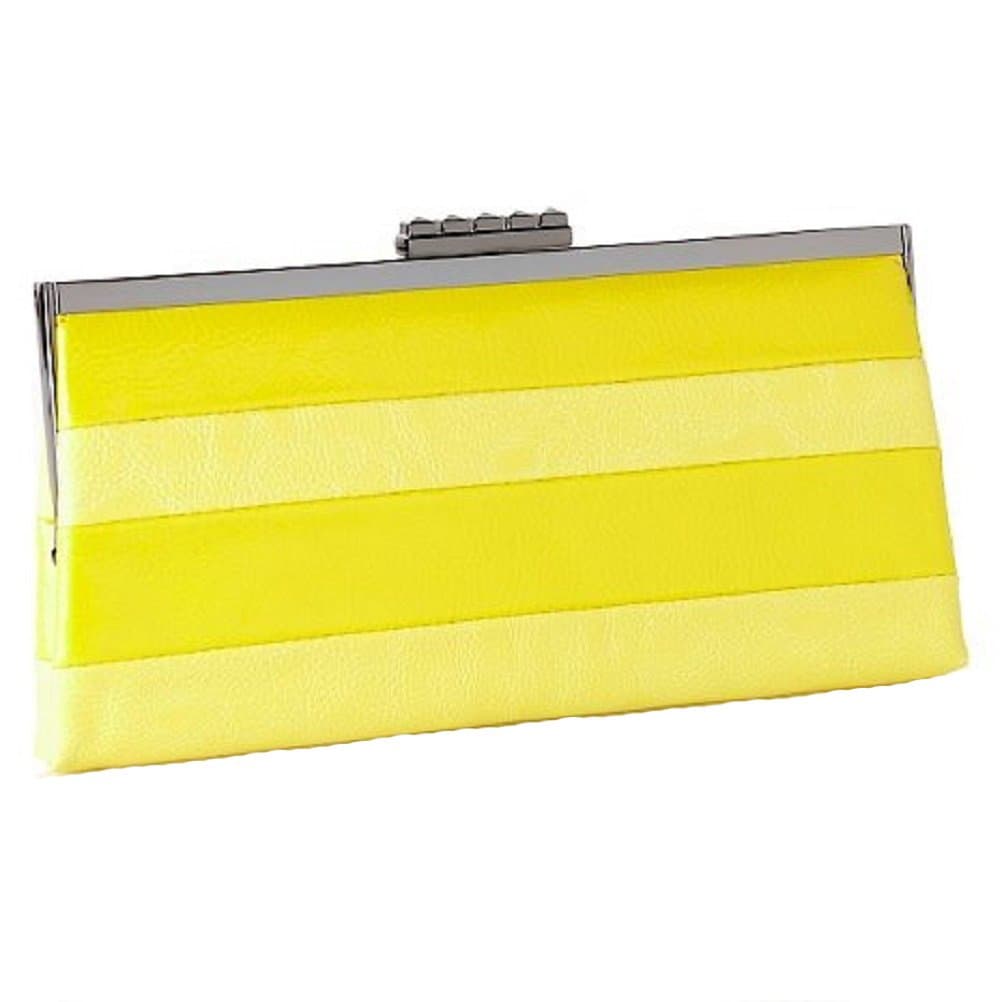 Label Rachel Roy Stripe Frame Clutch Black