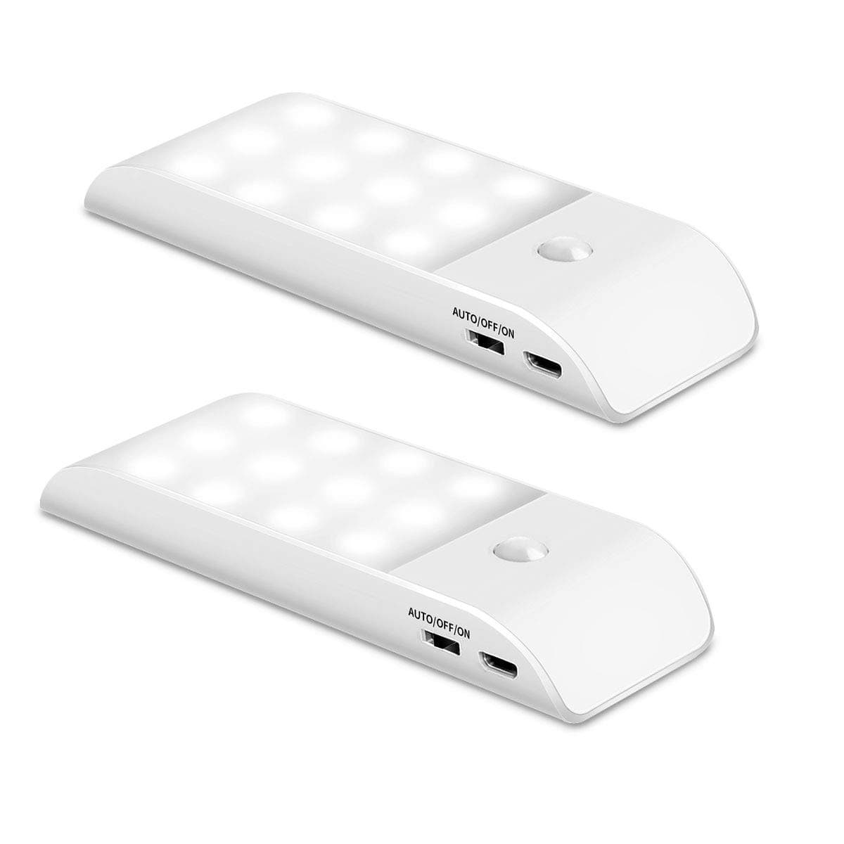 2 Pcs LED Motion Sensor Night Lights Indoor USB Rechargeable Warm White, Magnetic Stick on