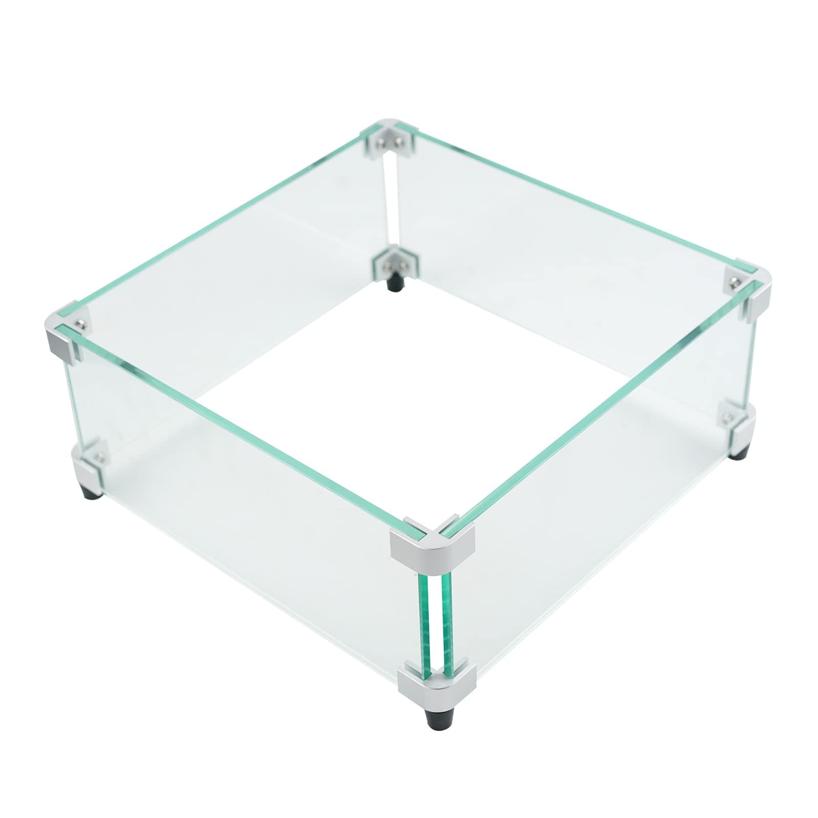 Fire Pit Wind Guard Square, 14 x 14 x 6 Inches Glass Wind Guard for Fire Pit Square