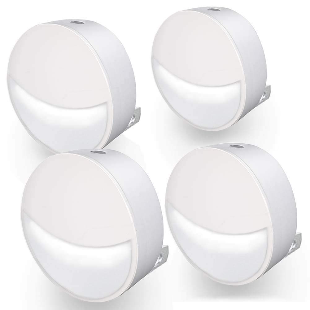 LED Night Light Plug in with Dusk to Dawn Sensor [4 Pack] [ White Soft Light ],[ No Dazzling ][ Eye-Protection] Wall Lamps Plug in NightLight for Kids Adults