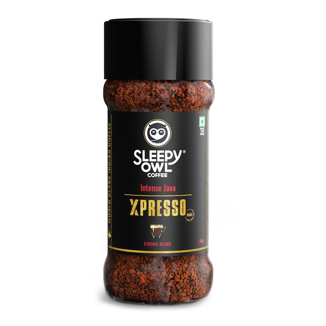Sleepy Owl 100g Intense Java Xpresso Coffee | Strong Blend Instant Coffee | Makes 50 Cups | Dark Roasted To Perfection | Intense, Bold And Strong Flavour | Have It With Milk Or Without