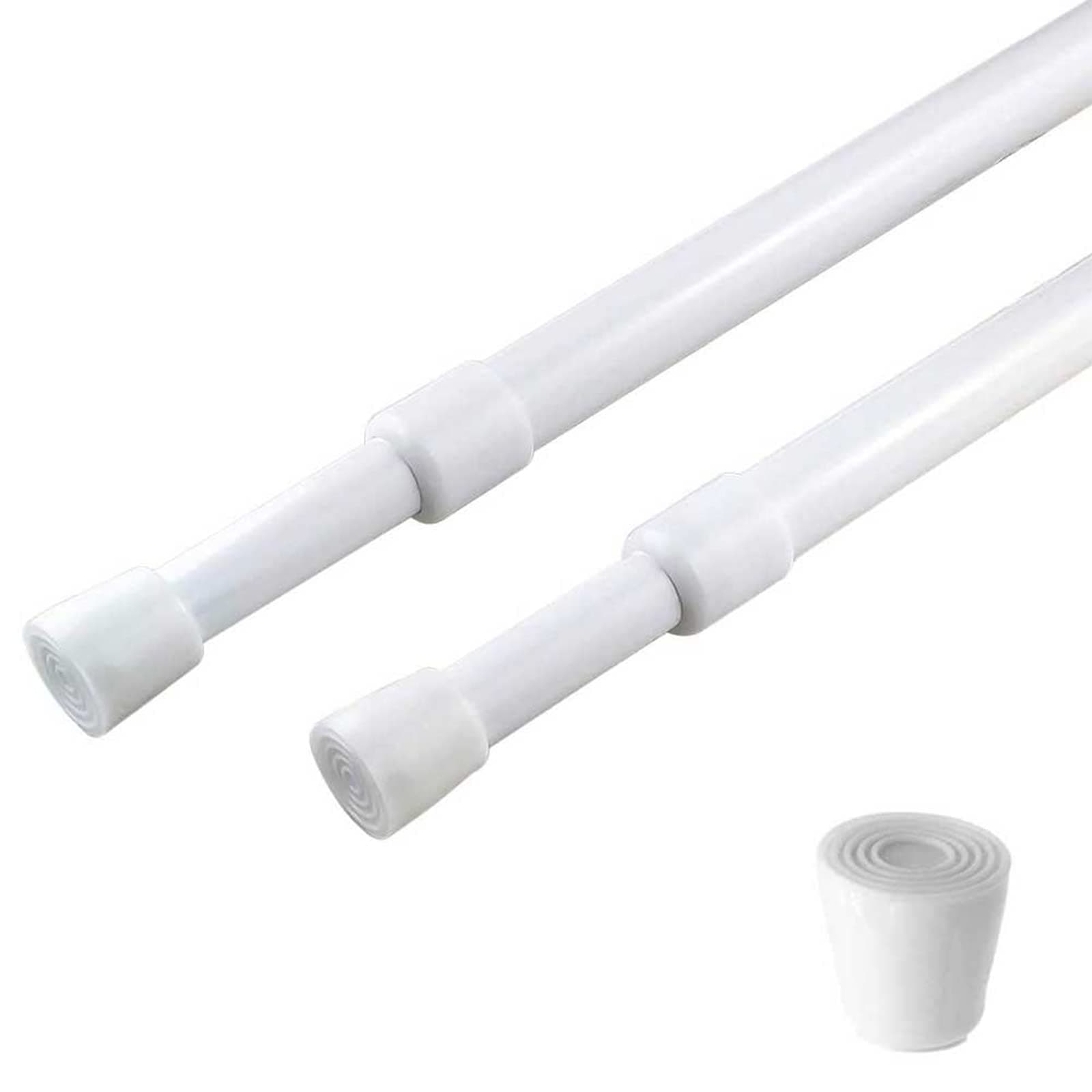 Blu-Pier Tech 2 Pack Curtain Rod Adjustable 28-43 Inches，5/8" Diameter， White，Small Short Expandable Spring Loaded Tension Rods For Window, Bathroom, Cupboard,Kitchen