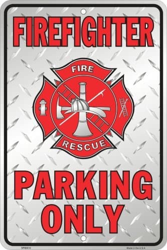 Pride Plates Firefighter Parking Only Sign