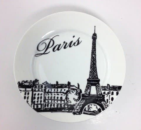 Eiffel Tower Paris Appetizer / Dessert Plates Quality Porcelain