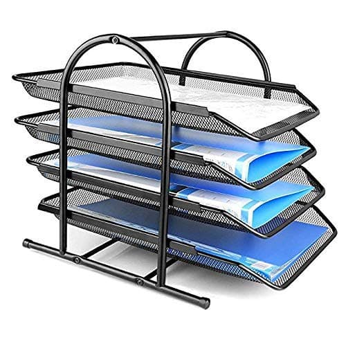 GoodWill Tech4 Tier Metal Mesh A4 Files/Documents/Papers/Folders Holder Organizer Desk File Tray (Black)
