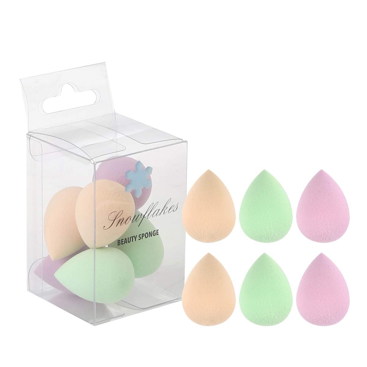 Summer Snow Makeup Sponge Set - 6 Pcs Mini Multi-Color Blending Makeup Tools for Foundation Powder Concealer Liquid BB and Cream, SUPER SOFT,LATEX FREE, NON-ALLERGENIC