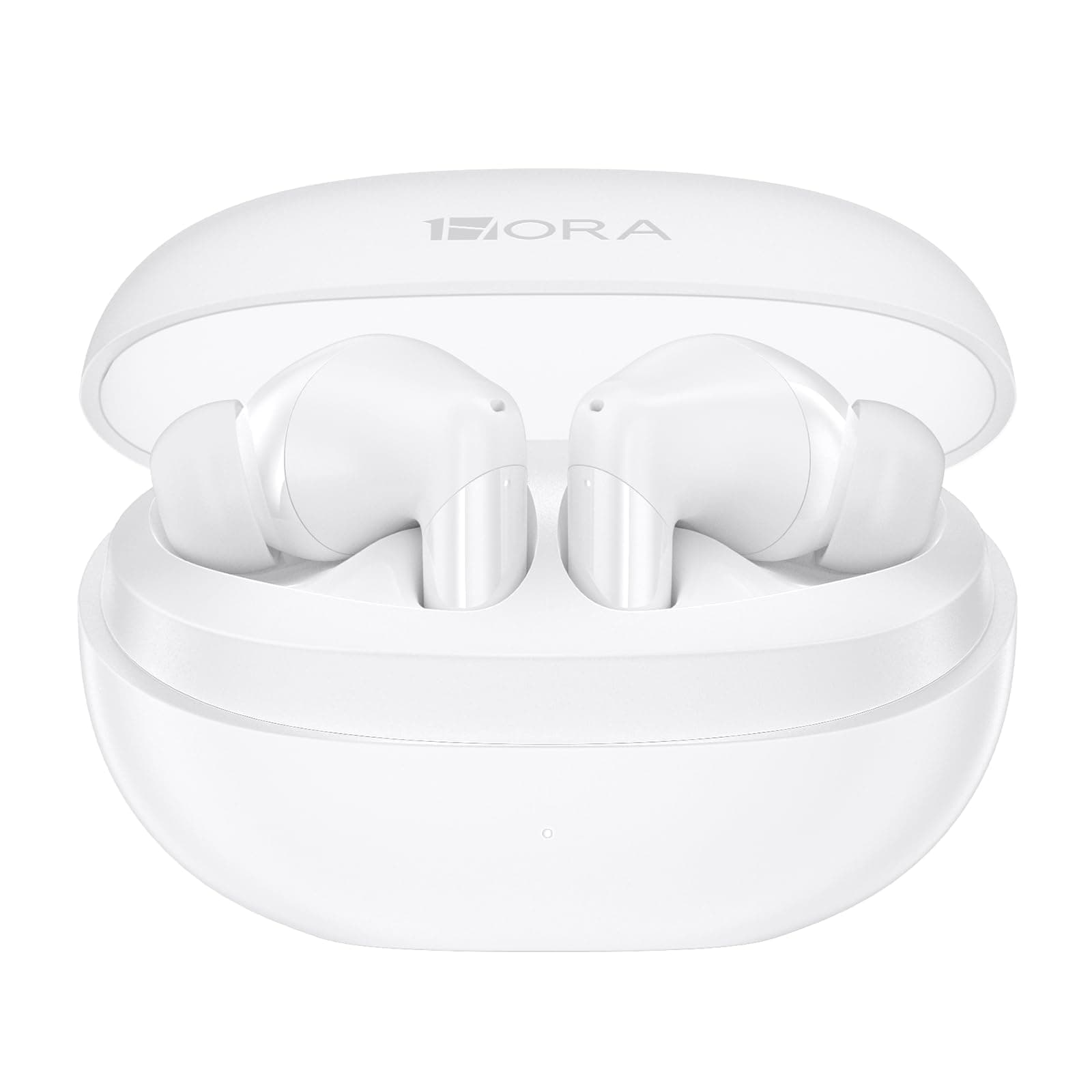 1 Hora Earbuds Wireless Bluetooth 5.3 with Charging Case, Waterproof Earphones, Built in Mic Headset, Deep Bass Headphones Compatible with Smart Phone, Laptop, Tablet (White)