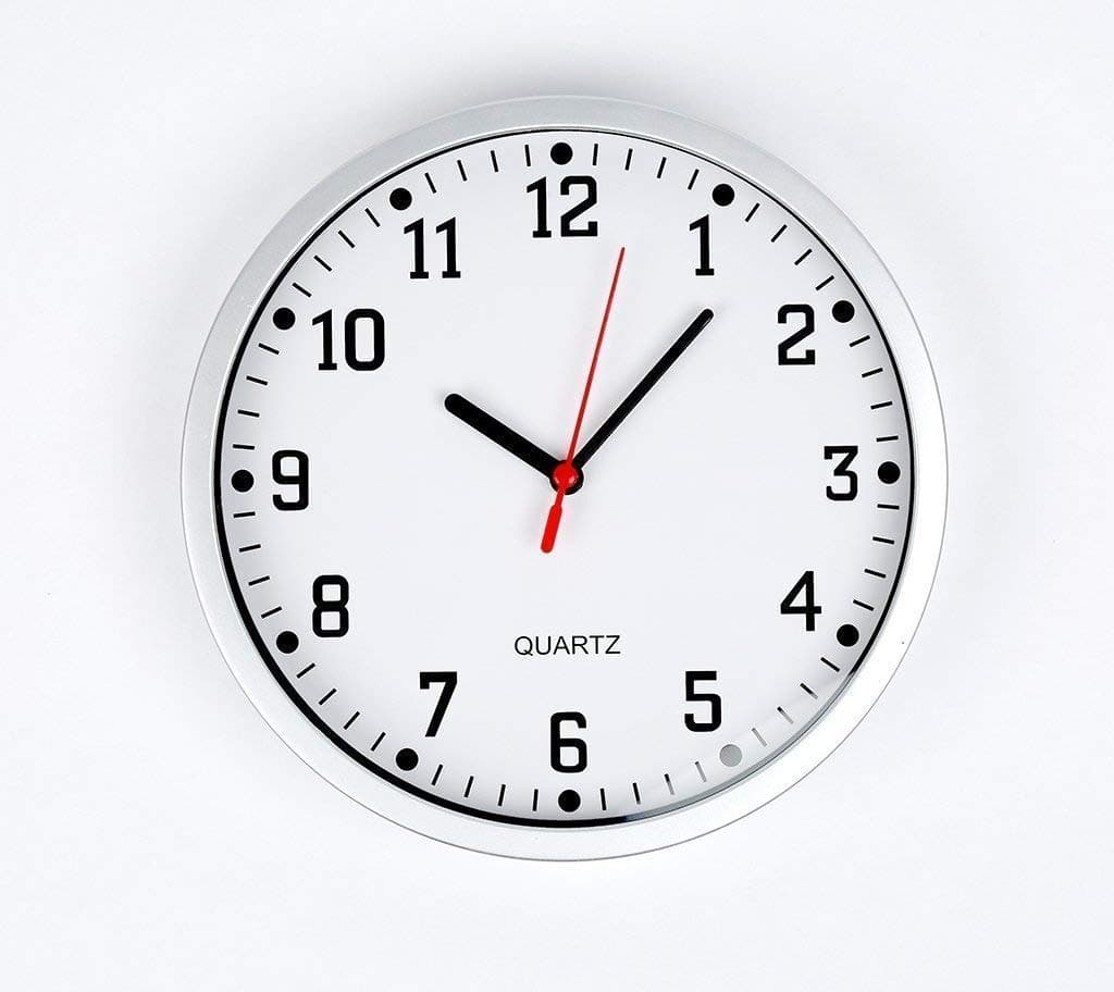 REAL ACCESSORIES Office Wall Clock, School Wall Clock, Stylish Modern Clock with Easy Readable Big Numbers 22.5cm Round Wall Clock White