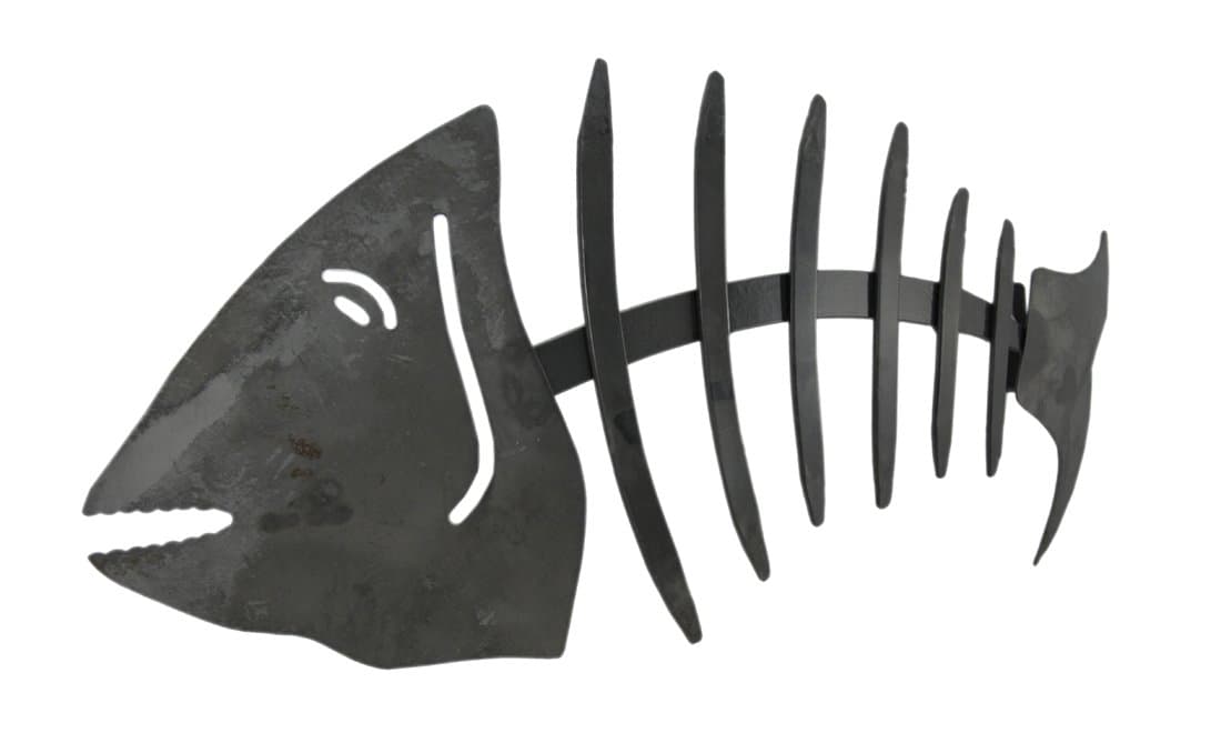 Distressed Grey Metal Fishbone Wall Hanging