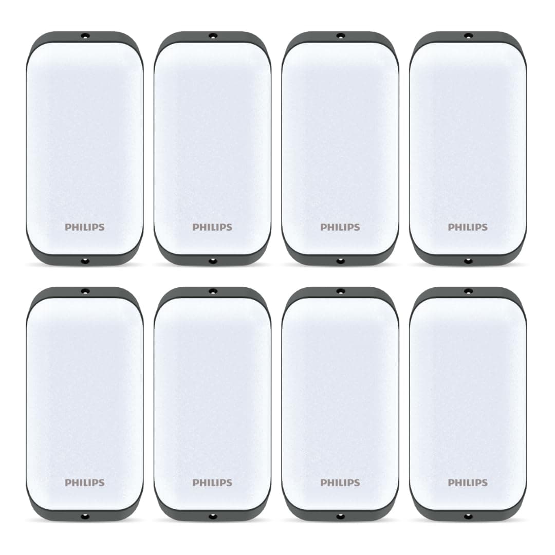 Philips 10-Watt LED Bulk Head Light |WT110W LED10S Bulk Head Light for Office, Shop & Outdoor Lighting | Colour : Natural White, Pack of 8