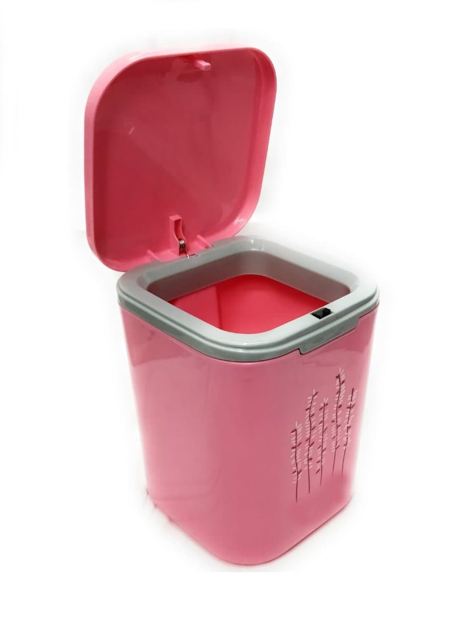 CSM Delhi Plastic Table Square Small Dustbin with Lid (Colour May Vary)