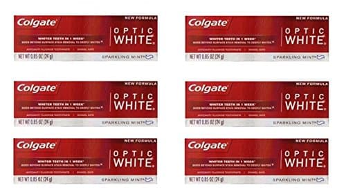 Colgate Optic White Toothpaste Sparkling Mint 0.85 Oz Travel Size (Pack of 6)