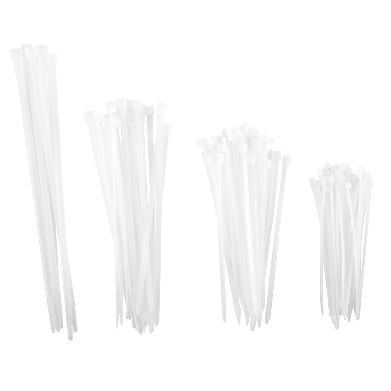 Kingman Cable Zip Ties (100 Pieces per Pack) 4, 5, 6, 8 Inch White (2 Pack, 200 Pieces)