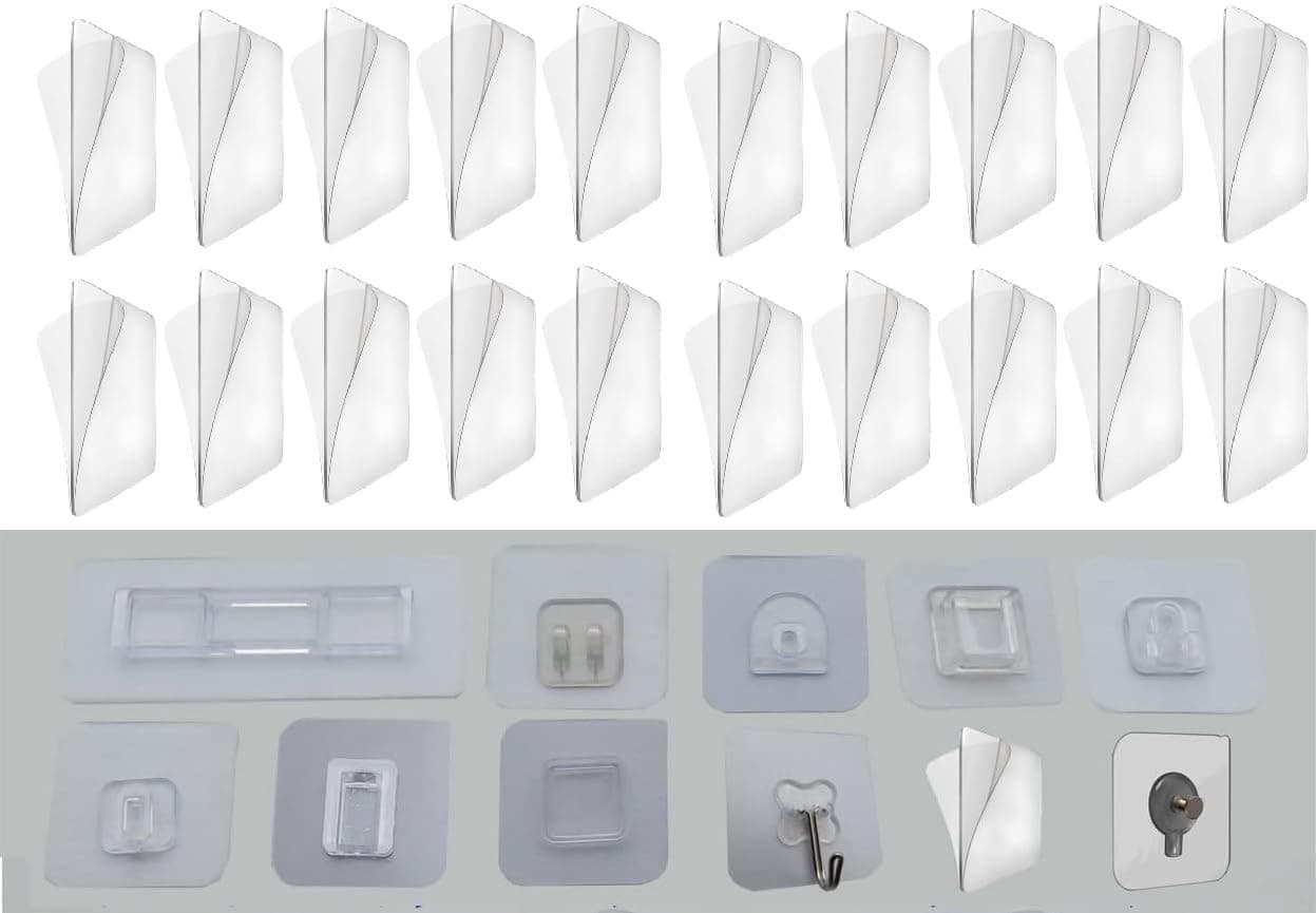 MAPPERZ 20PCS Double Sided Adhesive Pads for Mounting Two Sided Precut Squares Heavy Duty Tape, Sticky Tack Double Sided No Trace Multipurpose Wall Hanging Nano Wall Mount Gel Clear