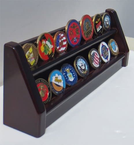2 Rows Challenge Coin/Casino Chip Display Rack Stand, Alternative to Display Case, COIN17-ma