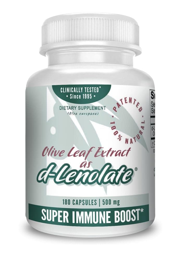 Olive Leaf Extract (OLE) Super Strength d-Lenolate 500mg | 18% or More Oleuropein Immune System Booster | 180 Vegetarian Capsules (Non-GMO)