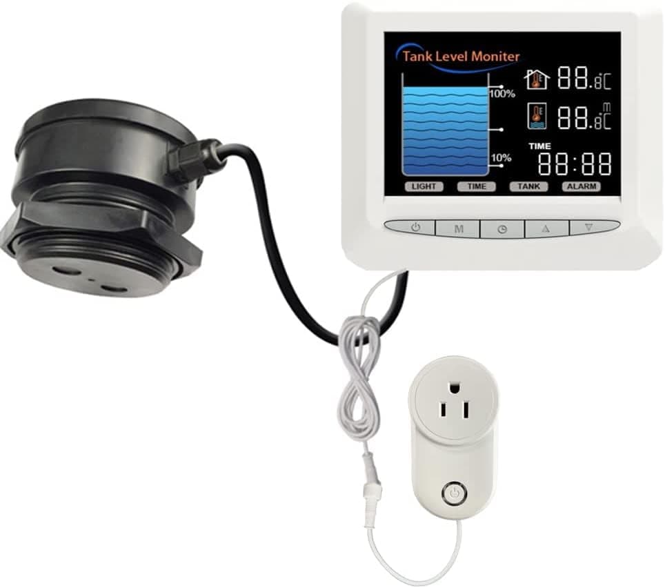 EPTTECH Smart TLC2103 15M Remote Ultrasonic Water Level Controller with Auto Water Pump Control, Temperature Monitoring, Alarm, Black